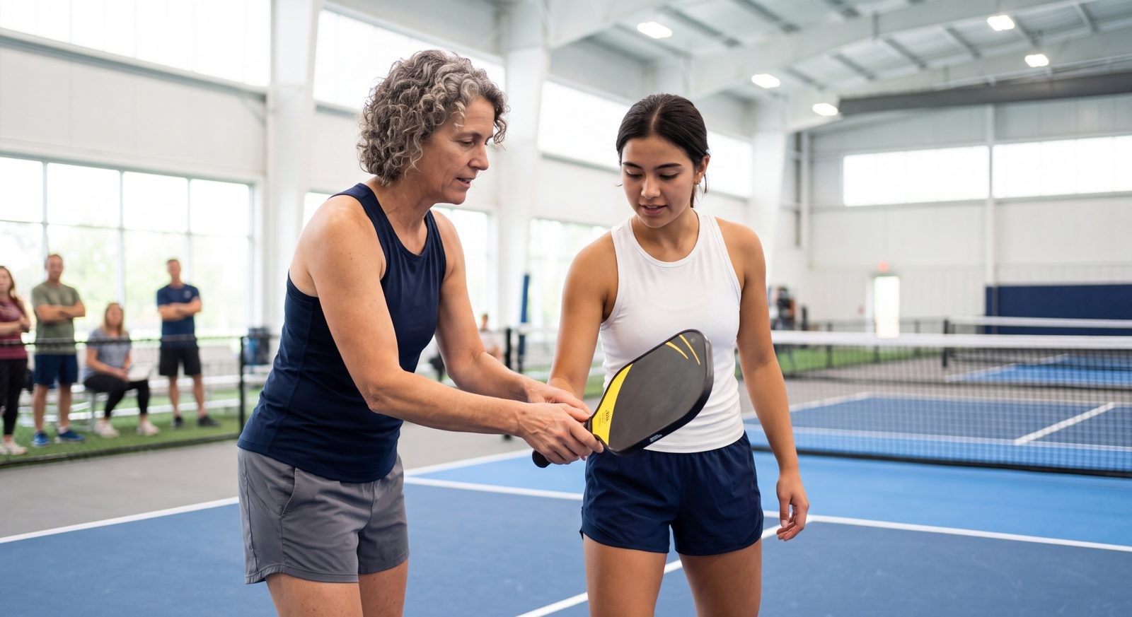 An experienced coach mentoring a newer coach