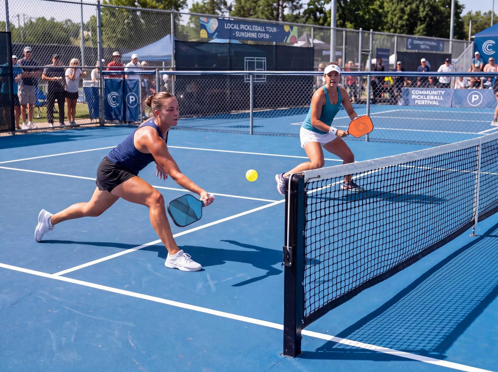 A player driving a forehand during a rally